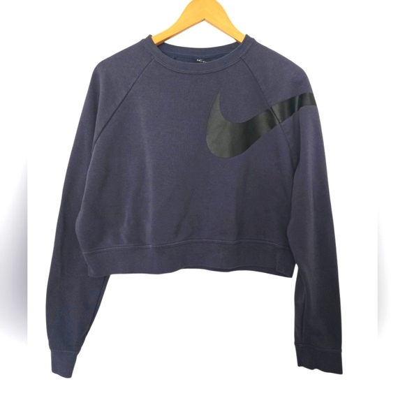 Nike Tops - Nike Blue Cropped Sweatshirt with Graphic Design Size Medium